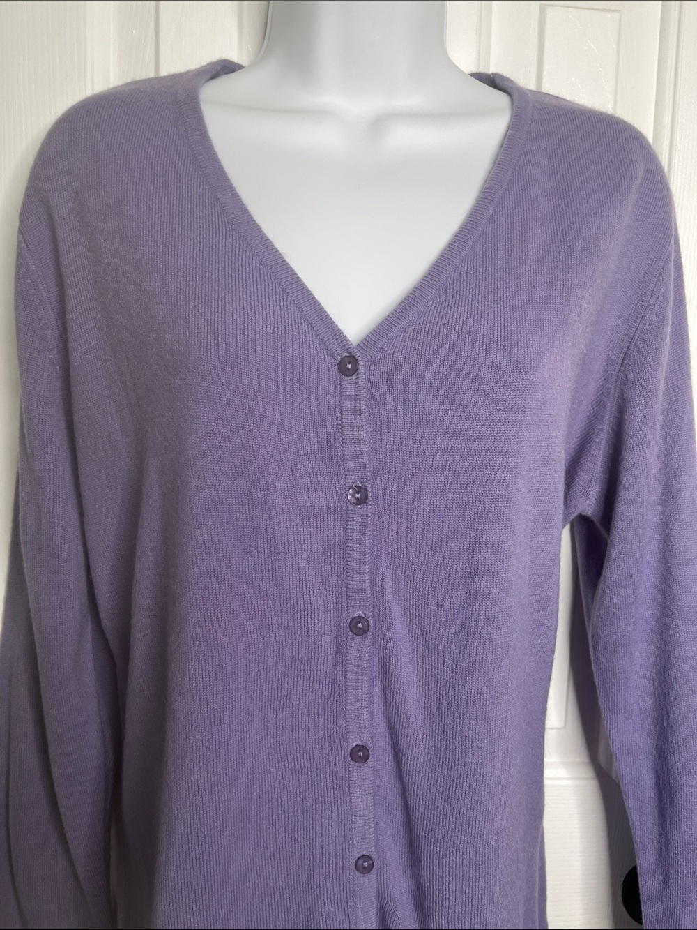Vintage Lavender V Neck Cardigan Sweater 80’s Brand N Touch Size Medium